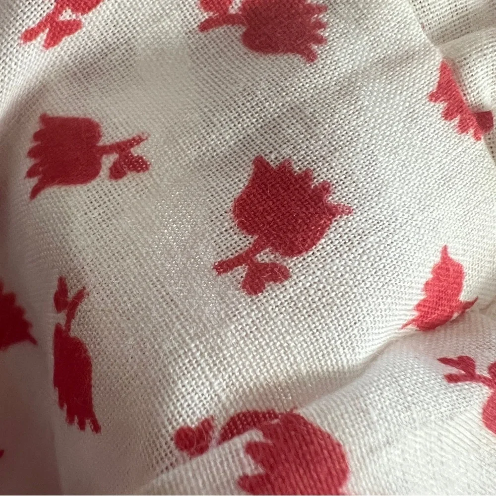 Vintage 1960s Barbizon Seraphim Batiste Red & White Floral Long Nightgown Medium - Picture 3 of 13